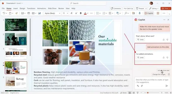 Add Animations To a PowerPoint Presentation Using Copilot Ai