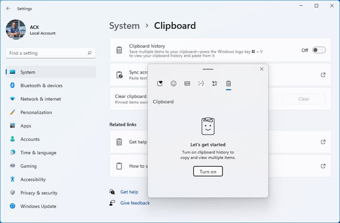 clear clipboard history