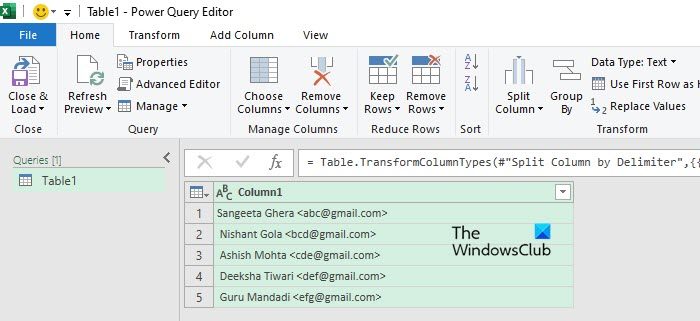 Data split into rows