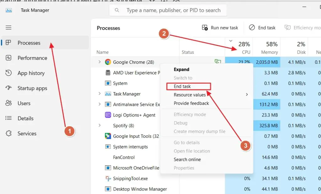 end heavy cpu usage process in Task manager