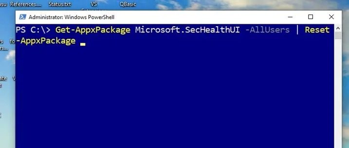 reset defender powershell