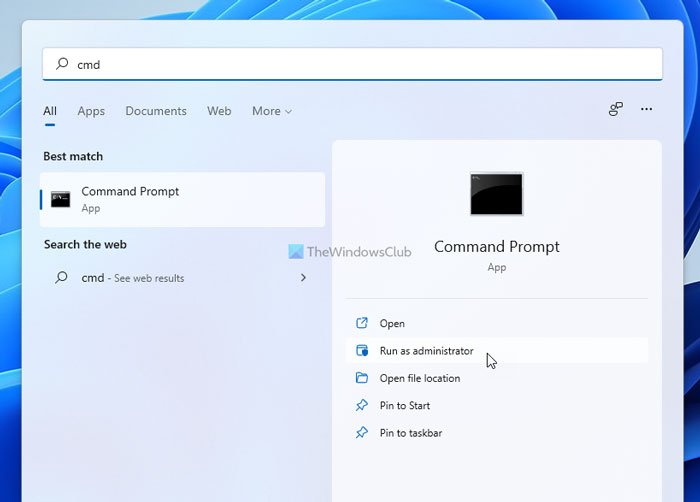 How to run Command Prompt as Administrator in Windows 11/10