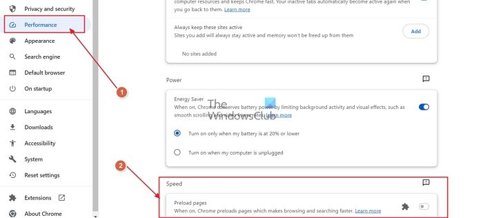 Turn Off Preload Pages Settings In Google Chrome