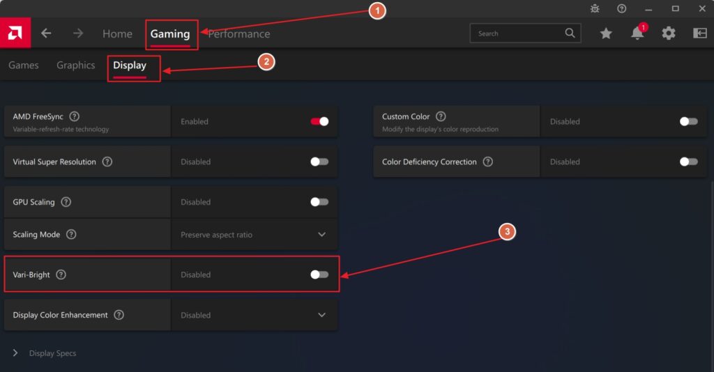 Turn Off Varibright In AMD Adrenaline Software