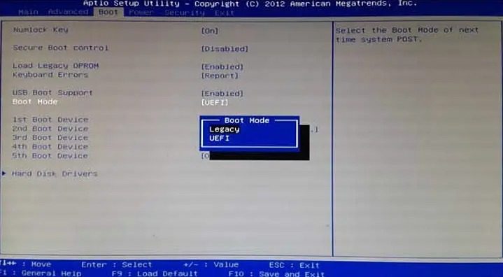 UEFI Switch to Legacy Mode