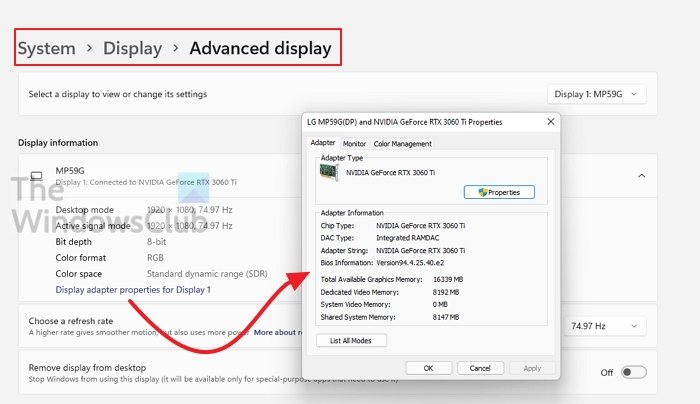 Windows 11 Video Memory Settings