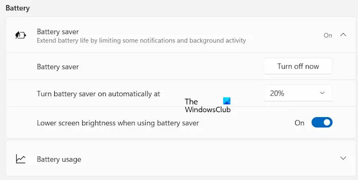 Battery saver Windows 11