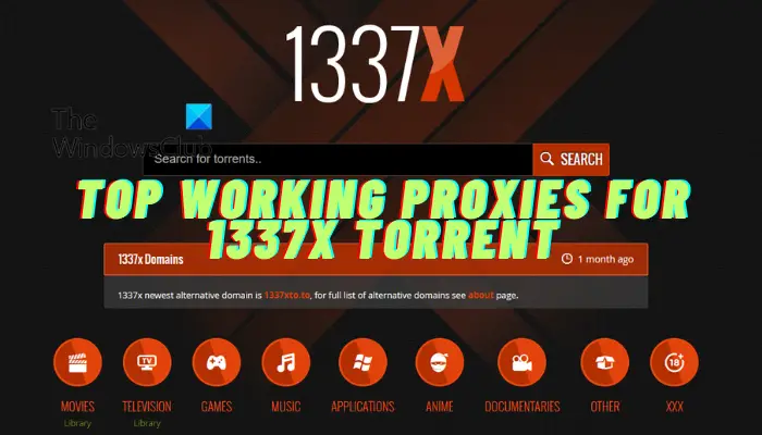 working proxies for 1337x Torrent
