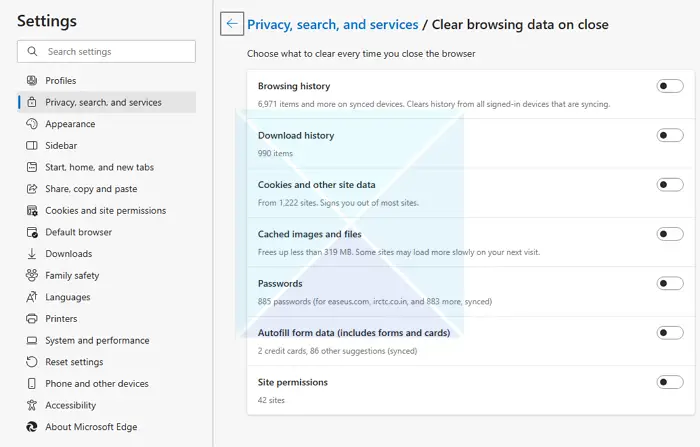 Choose What to Clear Everytime you Close Browser