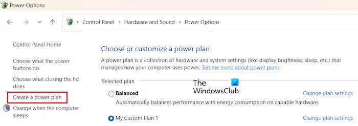 Create custom power plan