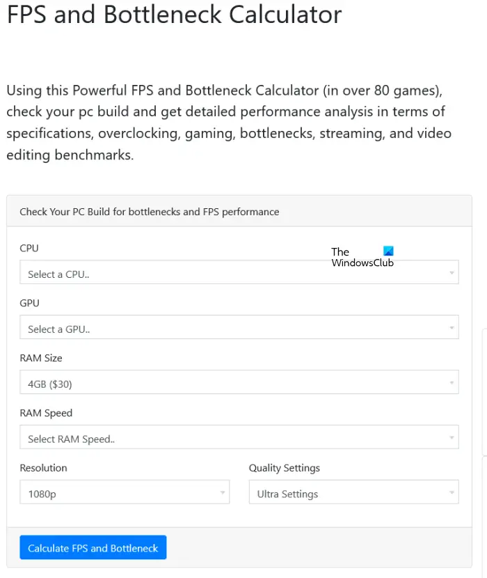 FPS and Bottleneck Calculator