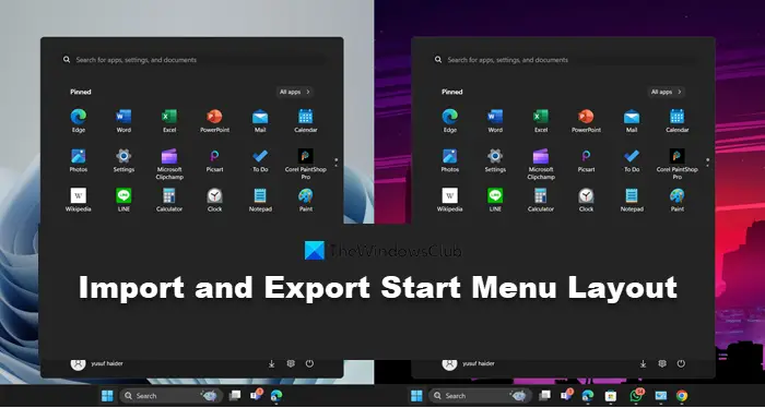 Import, Export Start Menu layout