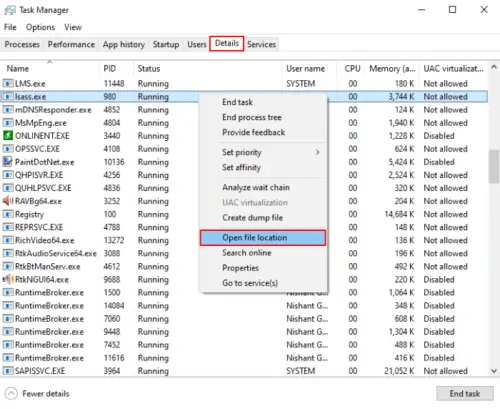 Lsass.exe Process in Windows 10_3