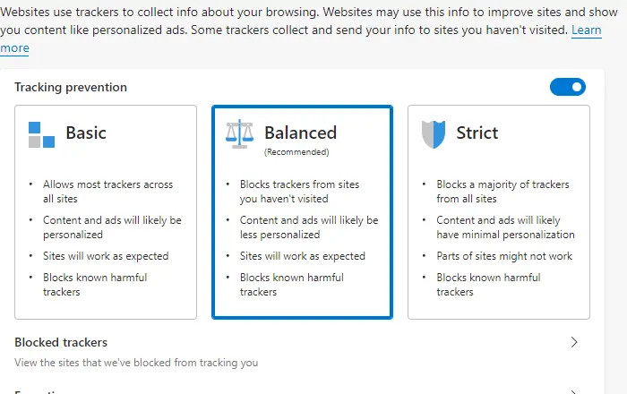 Guide to configure Privacy Settings in Microsoft Edge