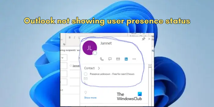 Outlook not showing user presence status