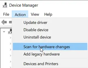 Scan for hardware changes