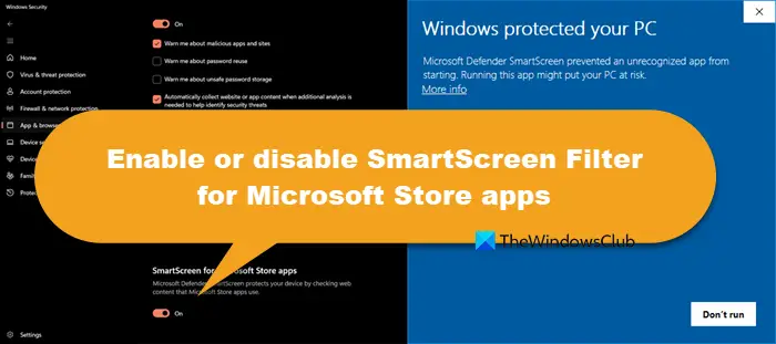 Enable or Disable SmartScreen Filter for Microsoft Store apps