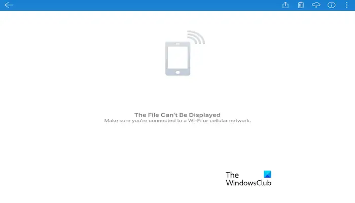 The file can't be displayed OneDrive error