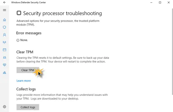 Update and Clear TPM security processor firmware