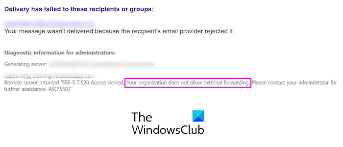 Your organization does not allow external forwarding in Microsoft 365
